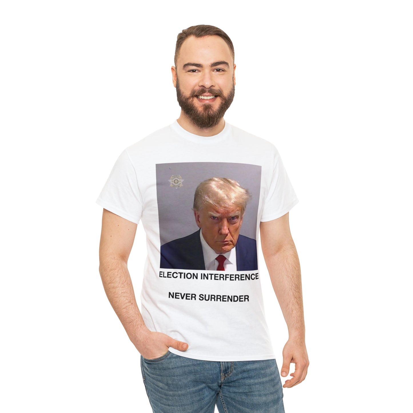 Donald Trump Mug Shot, Never Surrender Tee